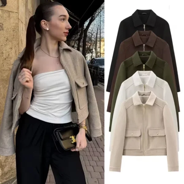 Women's Zipper Jacket Coat New Winter Long Sleeve Pocket Outerwear Coat