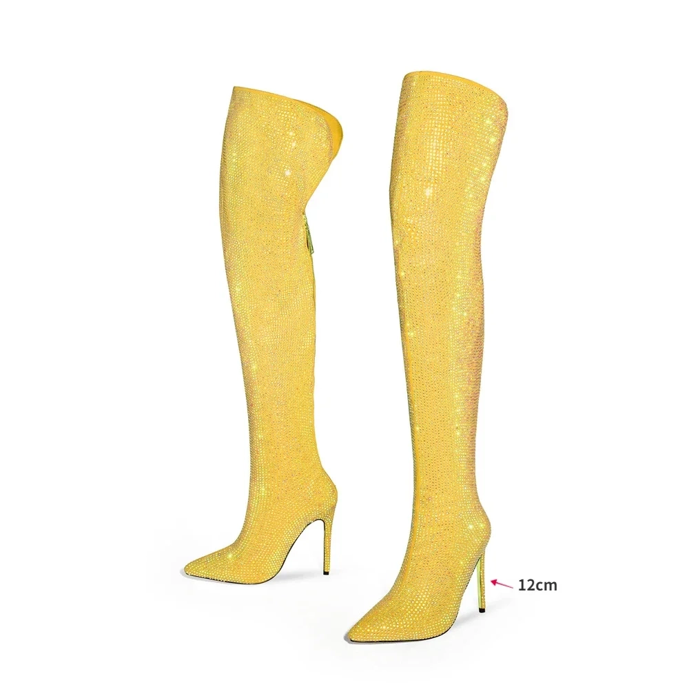 High quality European and American knee length rhinestone pile boots - Image 13