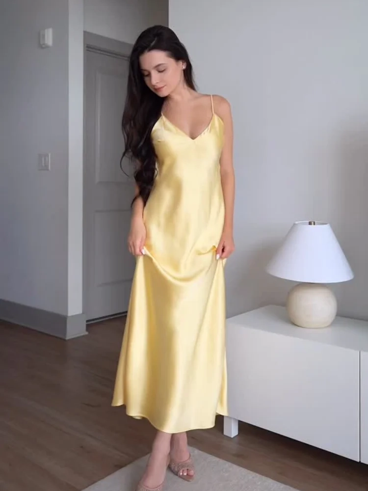 Women Off Shoulder Pink Satin Maxi Dresses - Image 6