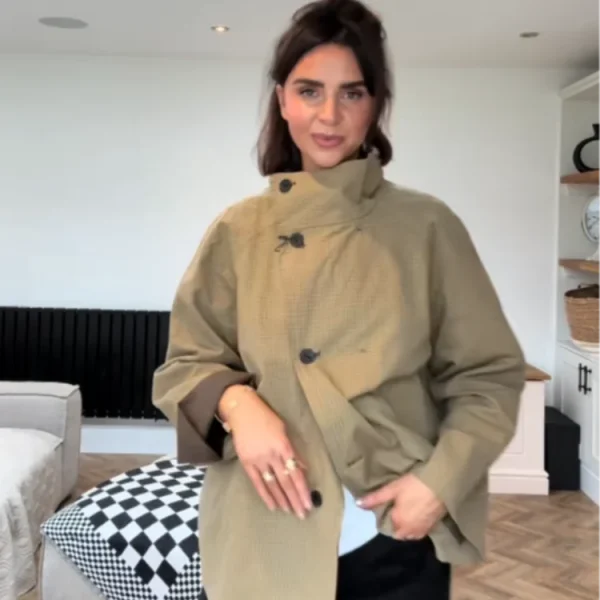 Casual Stand Collar Reversible Jacket For Women Fashion Long Sleeve Single Breasted Coat