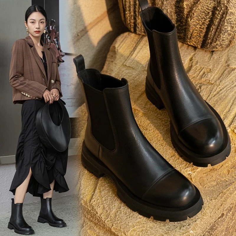 2024 Winter Shoes Women Leather Ankle Boots - Image 3