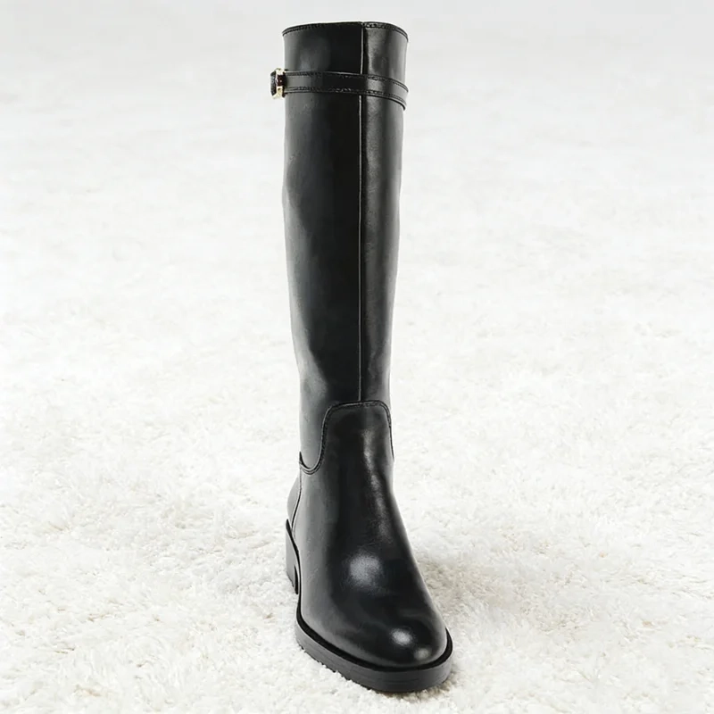 Unique Buckle Decorate Knee Boots - Image 4