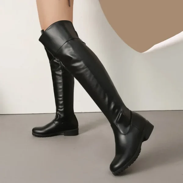 2025 Ladies Thigh high Footwear Round Toe Thick Heels 3cm Big Size 49 50 51 Casual Winter Knee High Bota