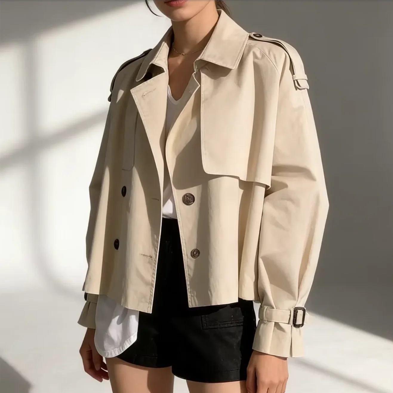 2025 Fall Women's Niche Collar Design Trench Coat - Image 5