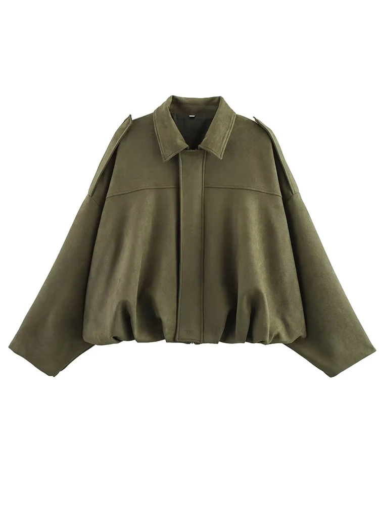 Vintage Women Green Oversize Bomber Jackets - Image 6