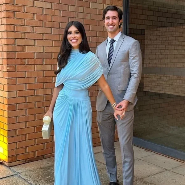 Women Blue Pleated Mesh Long Dress