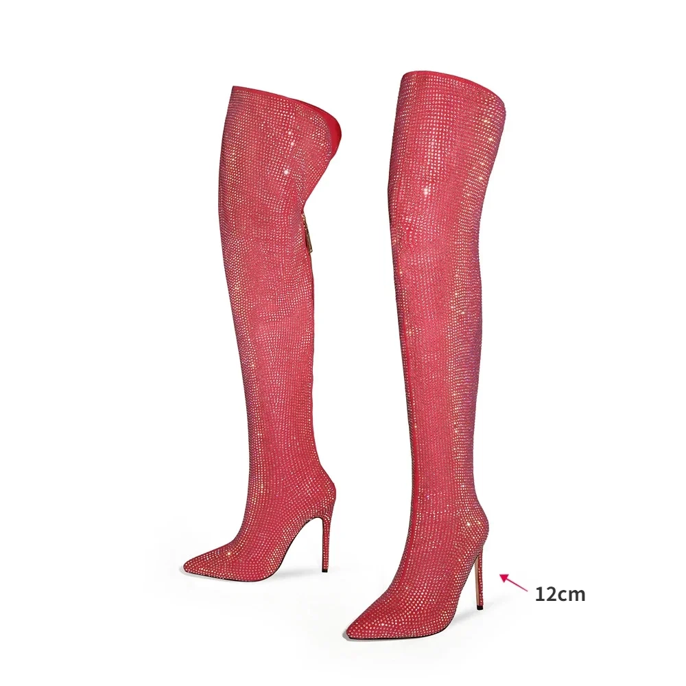 High quality European and American knee length rhinestone pile boots - Image 14