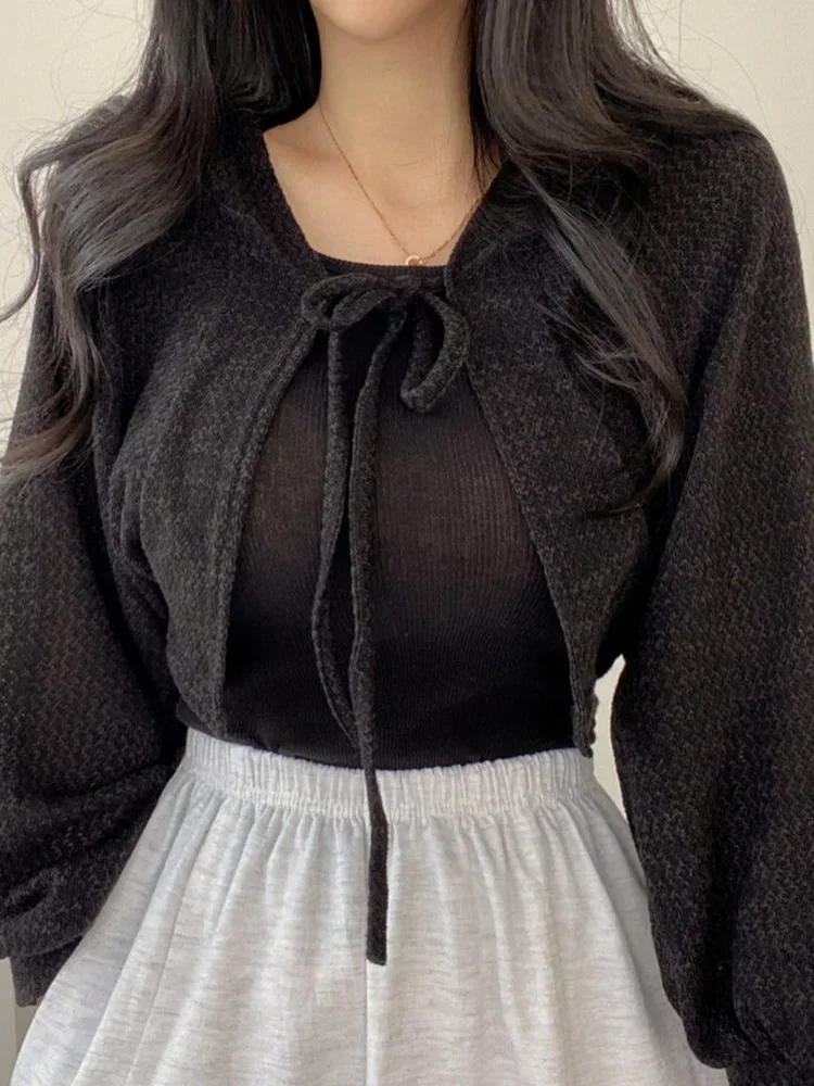 Thin White Cardigan Women Summer Sunscreen Lace-up Knitwear Tops - Image 7