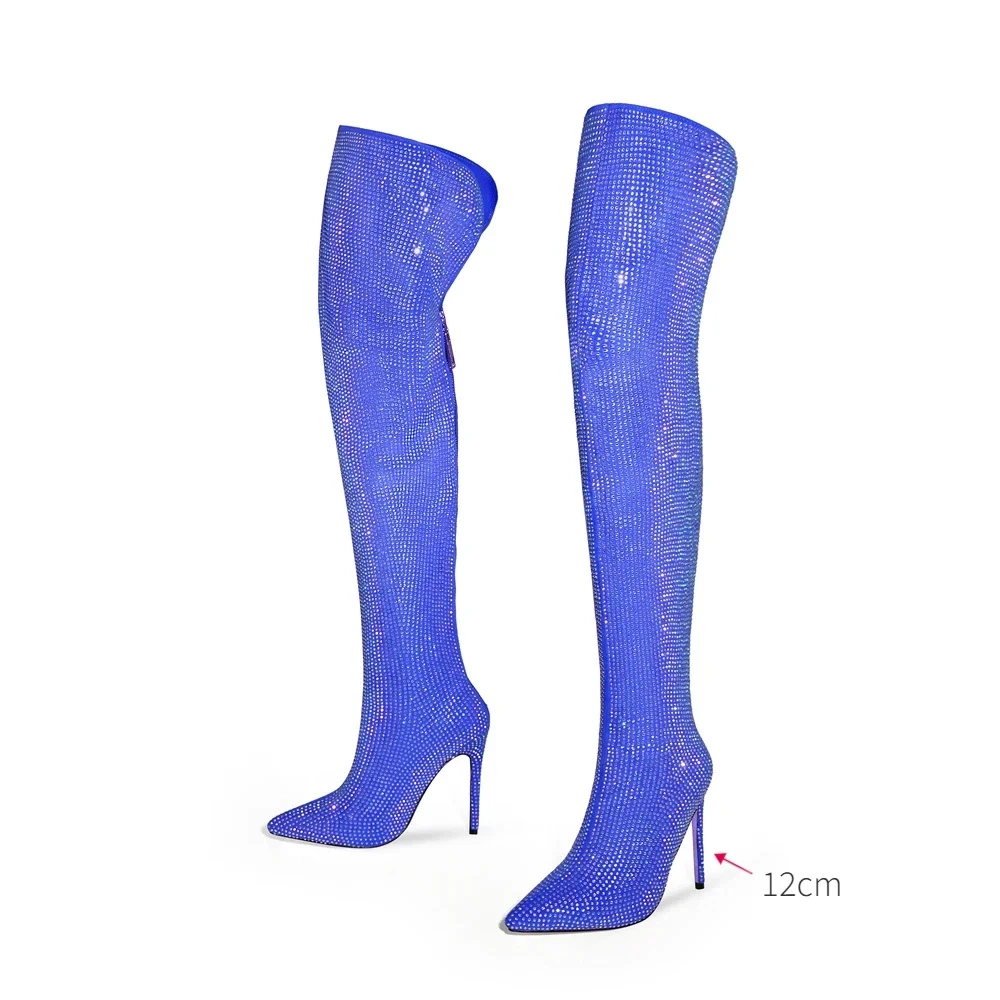 High quality European and American knee length rhinestone pile boots - Image 8