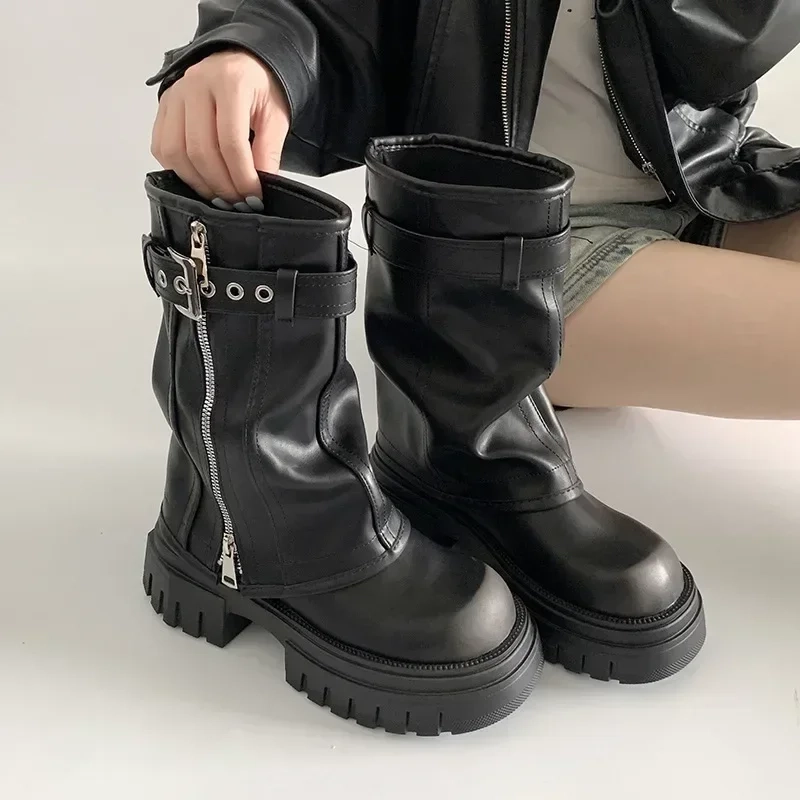 Winter Women Biker Boots - Image 7