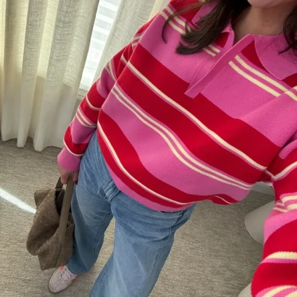 Fashion Paneled Stripe Knitted Pullover