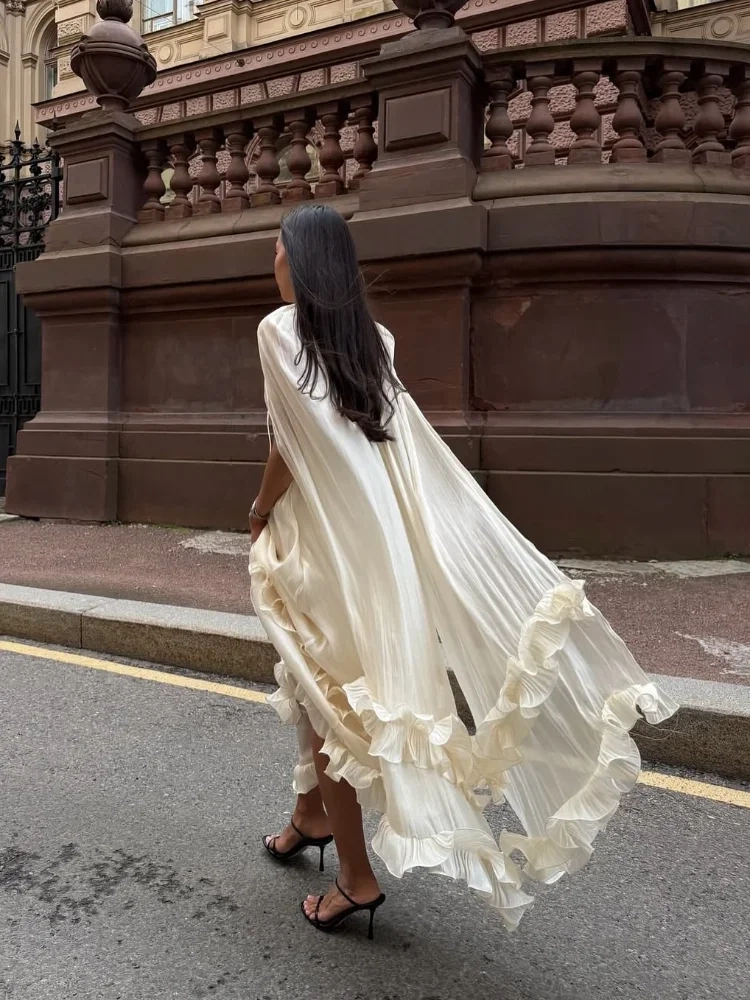 Ivory Sleeveless Ruffled Hem Maxi Dress - Image 4