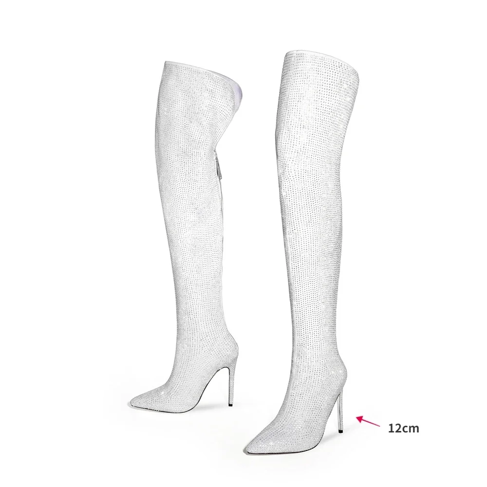 High quality European and American knee length rhinestone pile boots - Image 15