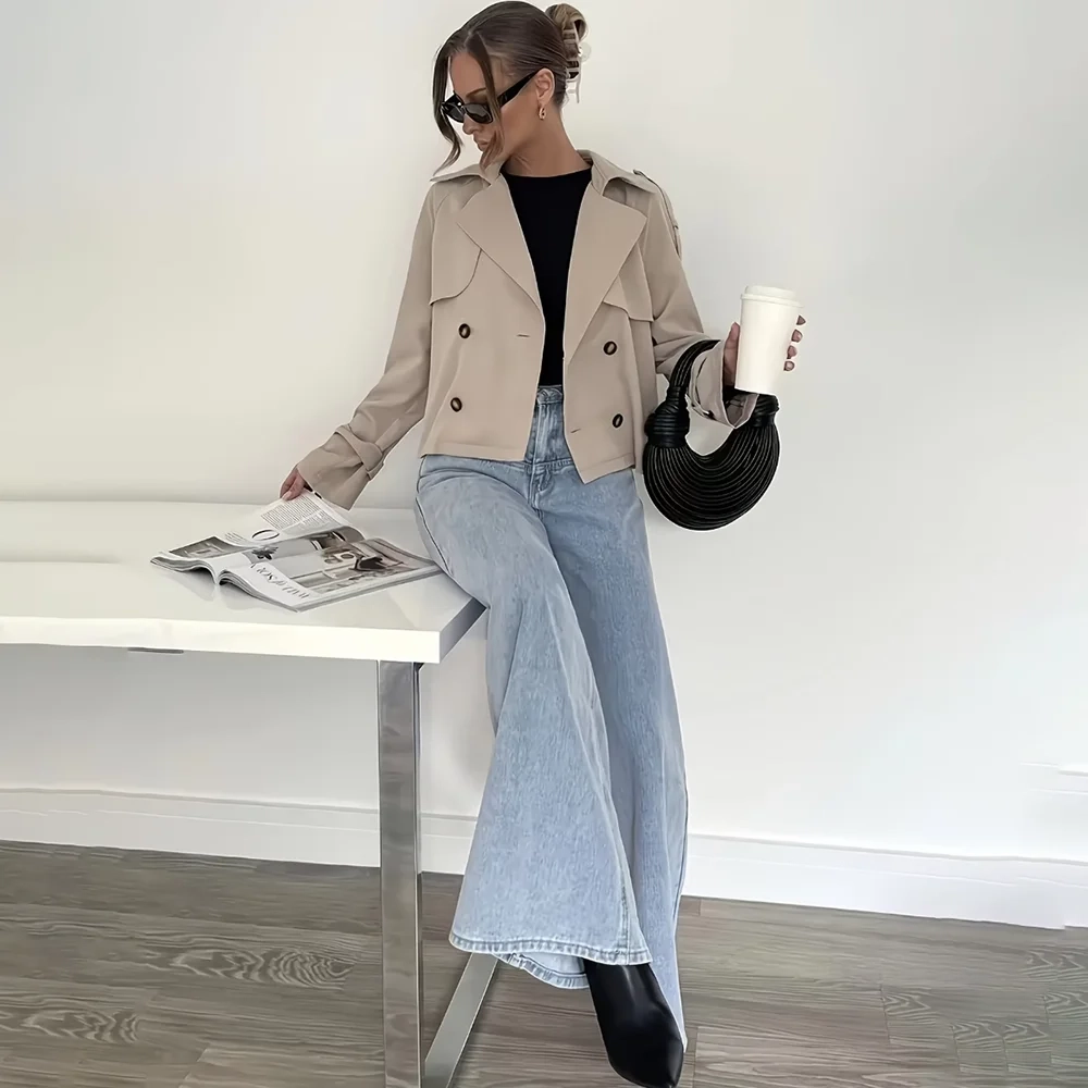 2025 Fall Women's Niche Collar Design Trench Coat - Image 3