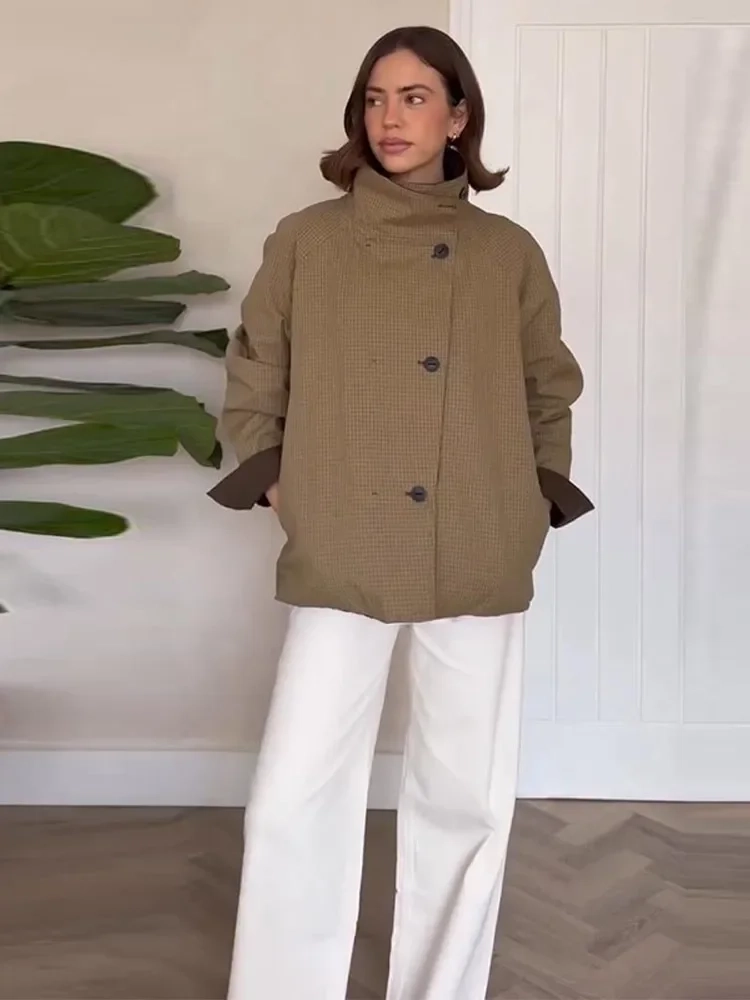 Oversized Women's Coat Jacket Reversible High Collar Jackets - Image 5